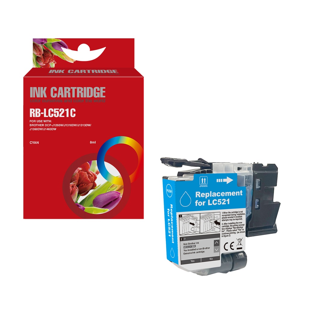 Red Box Compatible Brother LC521C Inkjet Cartridge Cyan