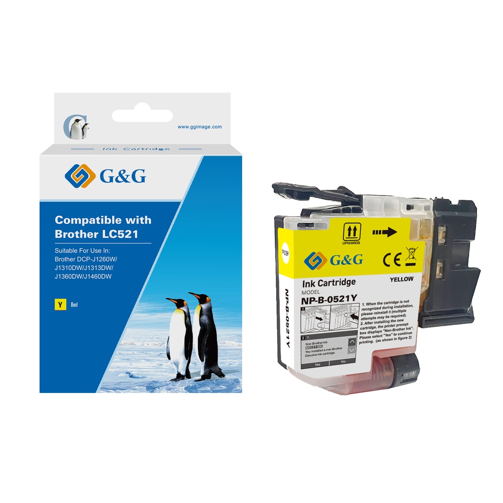 G&G Compatible Brother LC521Y Inkjet Cartridge Yellow