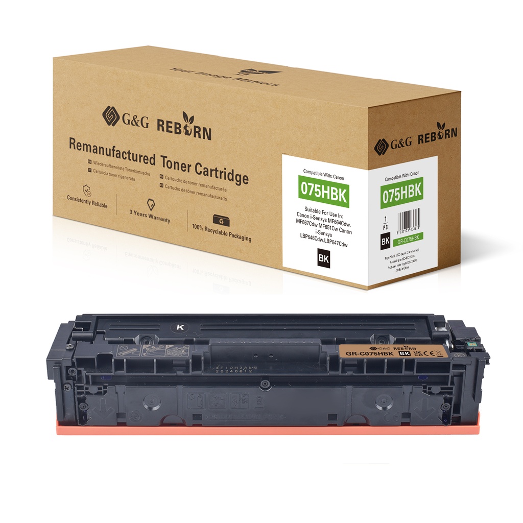 G&G Reborn Remanufactured Canon  075HBK Toner Black