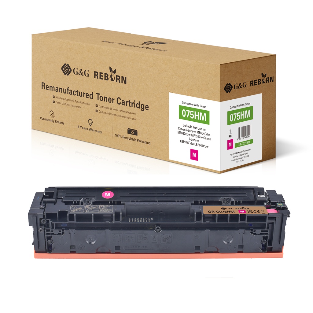 【待上架 无价格】G&G Reborn Remanufactured Canon  075HM Toner Magenta