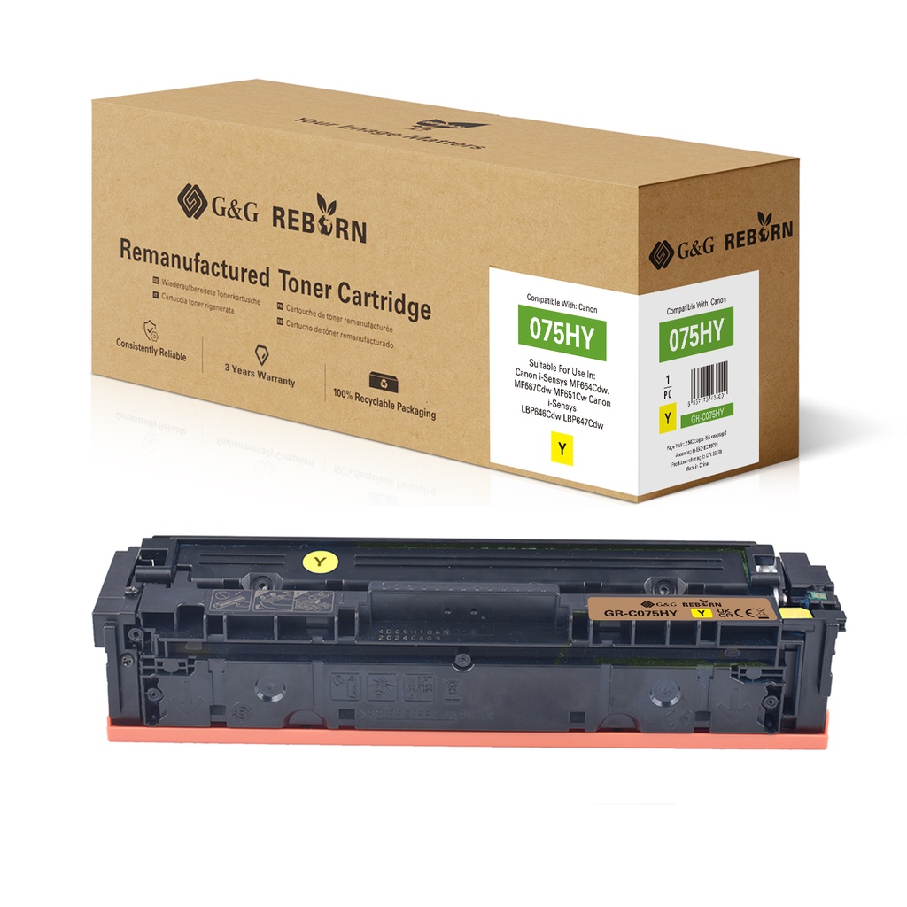 G&G Reborn Remanufactured Canon  075HY Toner Yellow