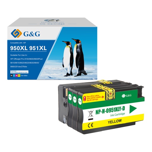 [1P9500] G&G Compatible HP 950XLBK/951XLCMY Ink BK/C/M/Y