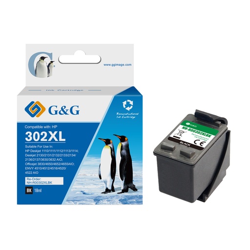 [1R302XLBK-G] G&G Remanufactured HP 302XLBK Inkjet Cartridge B