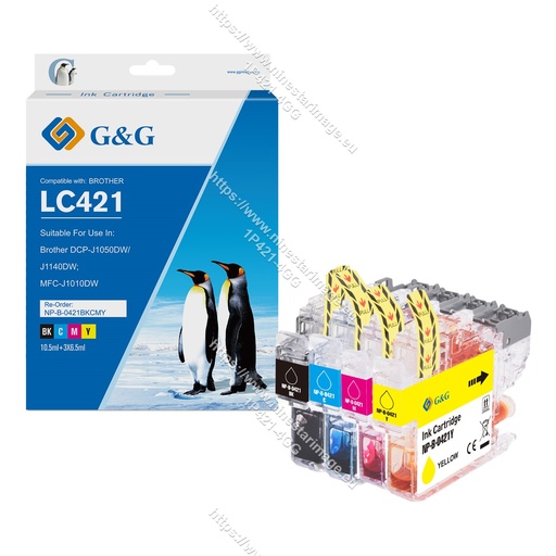 [1P421-4GG] G&G Compatible Brother LC421 Inkjet Cartridge BK/C/M/Y