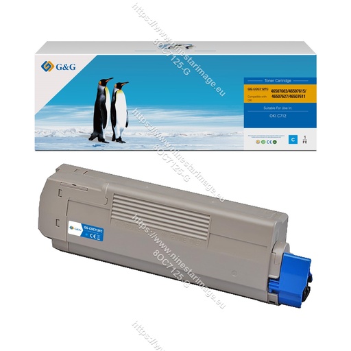 [8OC7125-G] G&G Remanufactured OKI 46507603/46507615/46507627/46507611 Toner Cyan